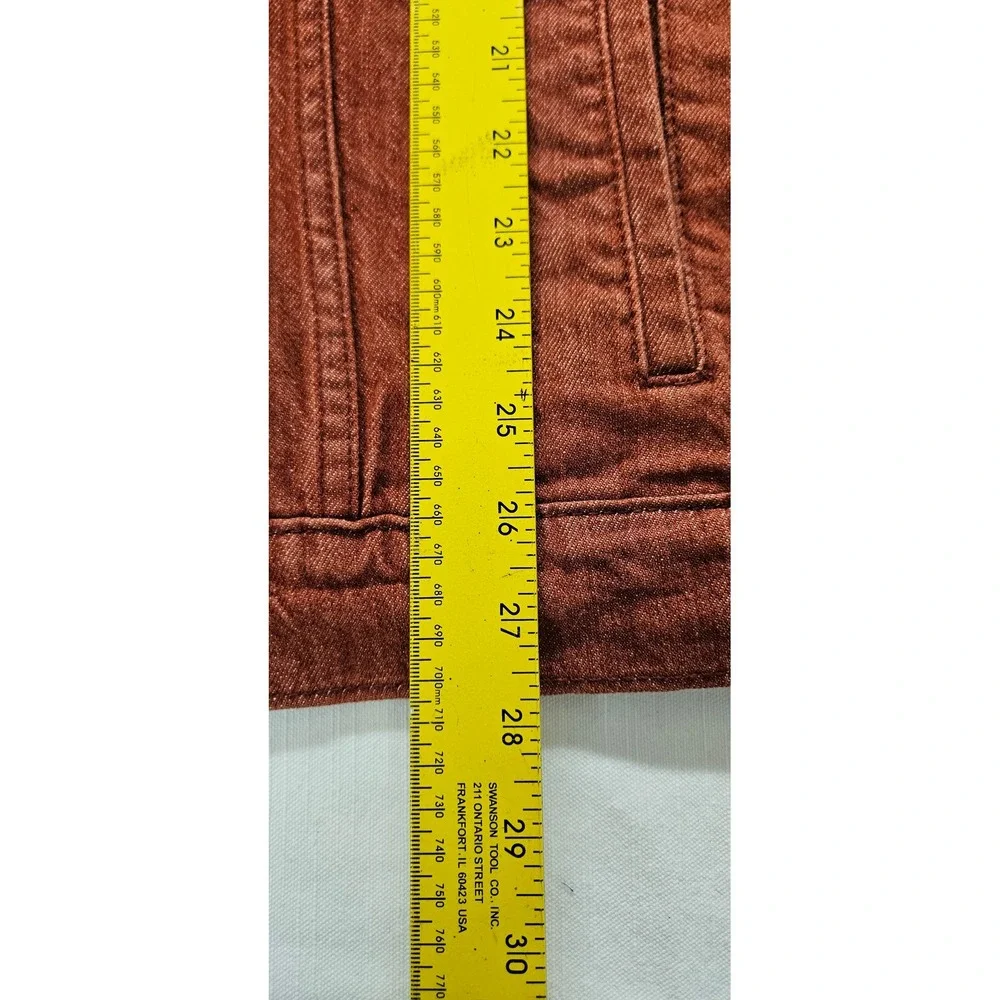 Levis Trucker Jacket Mens XL Burnt Orange Rust Denim Button Front Coat XL